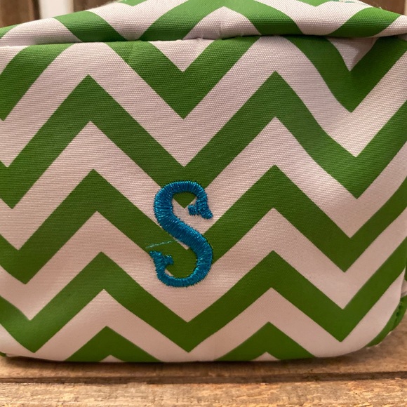 Monogram "S" Cosmetic Bags Set of 2, Blue & Green "S" Cosmetic Bags, Makeup Bags - Picture 10 of 16